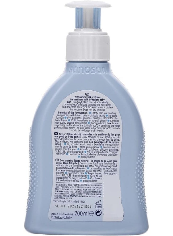 sanosan Baby Bath And Shampoo With Milk Protein 200 ML - Image 5